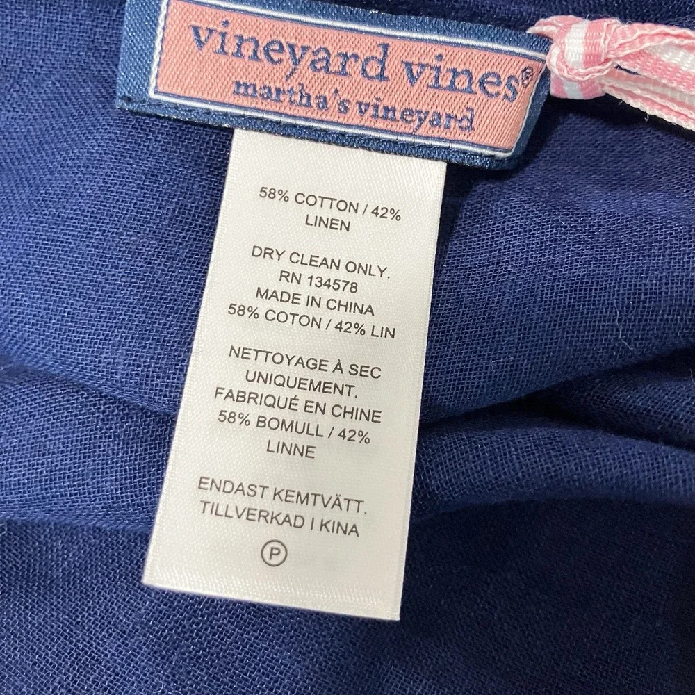 NWT Vineyard Vines Martha's Vineyard Navy Cotton Linen Tassel Scarf Wrap Shawl
